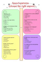 English Worksheet: speech patterns