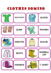 English Worksheet: CLOTHES DOMINO - ELEMENTARY, SET 2