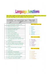 English Worksheet: language functions