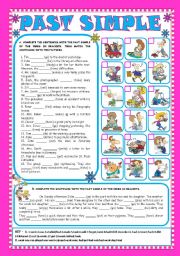 English Worksheet: PAST SIMPLE - AFFIRMATIVE FORM (+KEY) - FULLY EDITABLE