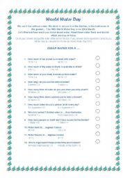 English Worksheet: World Water Day (water quiz with key)