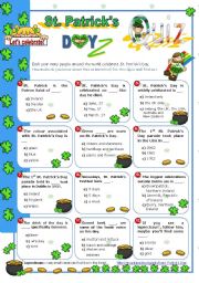 English Worksheet: St. Patricks Day Set  (1)  - Quiz for Upper Elementary/ Intermediate Students