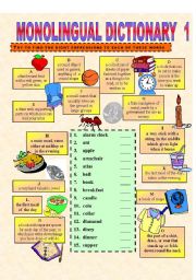 English Worksheet: MONOLINGUAL DICTIONARY 1 (UPDATED)