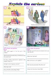 English Worksheet: Explain the cartoon - comprehension, discussion & fluency development ***fully editable ((3 pages))