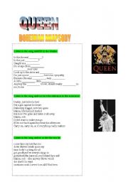 English Worksheet: SONG: Bohemian Rhapsody (Queen)