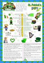 English Worksheet: St. Patricks Day Set   (4)  - Crossword Puzzle