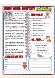 Animals World- ( 4 pages worksheet)