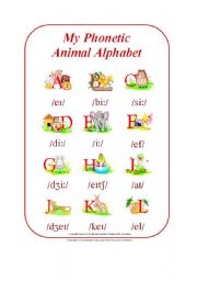 English Worksheet: My Phonetic Animal Alphabet Part 1/2 (by blunderbuster)