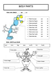 English Worksheet: Body Parts