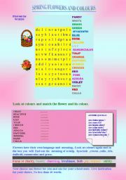English worksheet: SPRING FLOWERS AND COLOURS 2