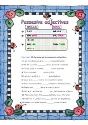 English Worksheet: POSSESSIVE ADJECTIVES