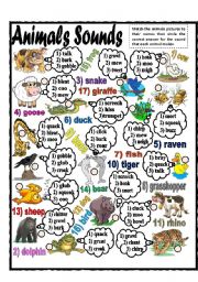 English Worksheet: Animals Sounds (part 2)