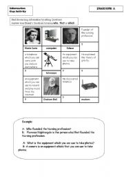 English Worksheet: information gap/ defining relative clauses/ speaking