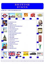 English Worksheet: BRITISH ICONS