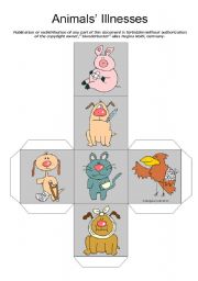 Animals Injuries / Illnesses / Ailments Speaking Activity - Dice + BW Version