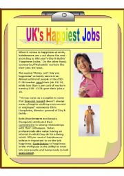 English Worksheet: Happiest jobs - intermediate / advanced reading