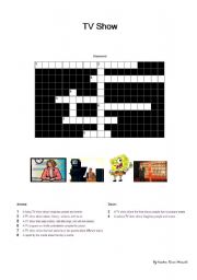 English worksheet: TV Programs crossword