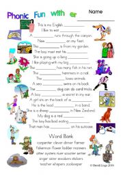 3 pages of Phonic Fun with er: worksheet, story and key (#19)