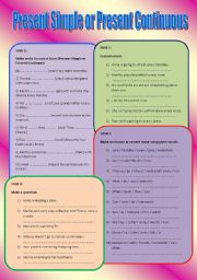 English Worksheet: Present Simple or Present Continuous