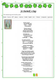 English Worksheet: St. Patricks Day Poem - gap fill