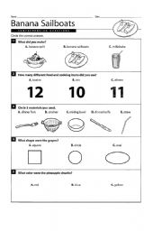 English worksheet: banana sailboat (cooking)-