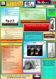 English Worksheet: YESTERDAY - THE BEATLES - PART 02