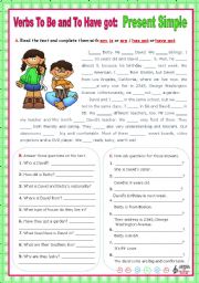 English Worksheet: Verbs to be and to have got - Simple Present - Affirmative, negative and Interrogative forms (6)