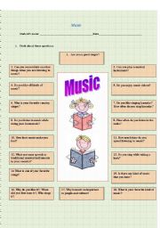 English Worksheet: Free Writing Music