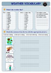 English Worksheet: Weather & Seasons    4 Pages + 4 Exercises