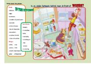 English Worksheet: Writing-In the kitchen- ( 2 pages)