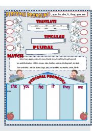 English Worksheet: Personal Pronouns ( 2 pages)