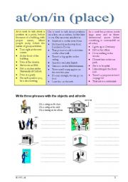 English Worksheet: Prepositions at/on/in (places)