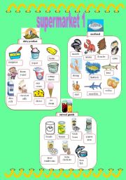 English Worksheet: supermarket pictionary