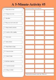 English Worksheet: A 5-Minute-Activity #5