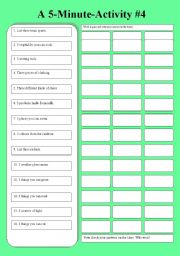English Worksheet: A 5-Minute-Activity #4