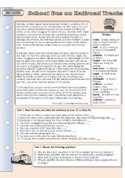 English Worksheet: Urban legends: School bus on the railroad tracks