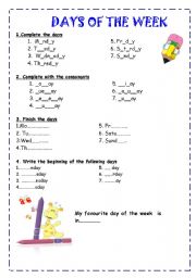 English Worksheet: DAYS