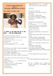 English Worksheet: SPORTS -LONDON OLYMPIC GAMES 2012-PART II-SONG:PROUD by Heather Small(with key)