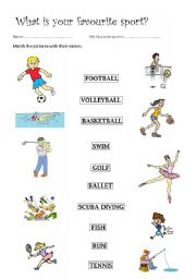 English worksheet: what is your favourite sport?