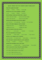 English Worksheet: what do you know about Ireland