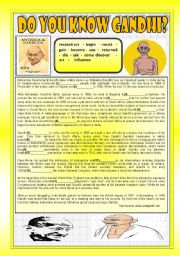 DO YOU KNOW GANDHI? (!!! with KEY !!!) (PAST TENSE READING)