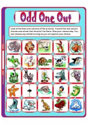 English Worksheet: Odd One Out (Animals)