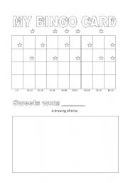 English Worksheet: My bingo card.