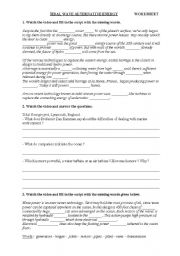 English Worksheet: TIDAL WAVE ALTERNATIVE ENERGY    