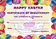 English Worksheet: Certificate of Achievement