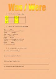 English worksheet: was/were