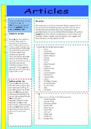 English Worksheet: ARTICLES (A-AN-THE-NO ARTICLE)