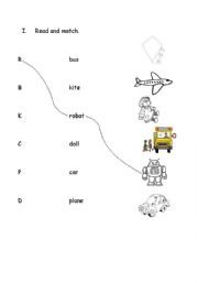 READ AND MATCH: A -->APPLE / B --> BALL (TWO PAGES)