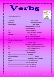 English worksheet: Verbs - Simple Present