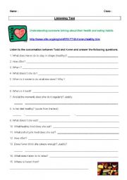 English Worksheet: LISTENING TEST: STAYING HEALTHY (health and eating habits)